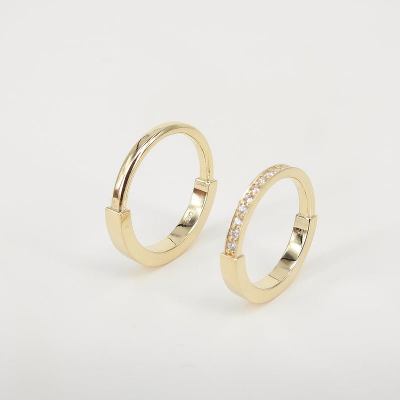 Unique His & Her Gold Wedding Band - Flat 3 mm Plain Solid 18k Gold Ring