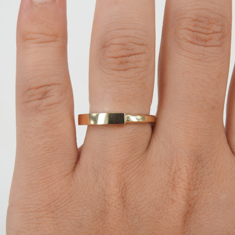 Unique His & Her Gold Wedding Band - Flat 3 mm Plain Solid 18k Gold Ring