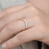 Curved Diamond Wedding Band - Unique Wavy Diamond Stacking Ring