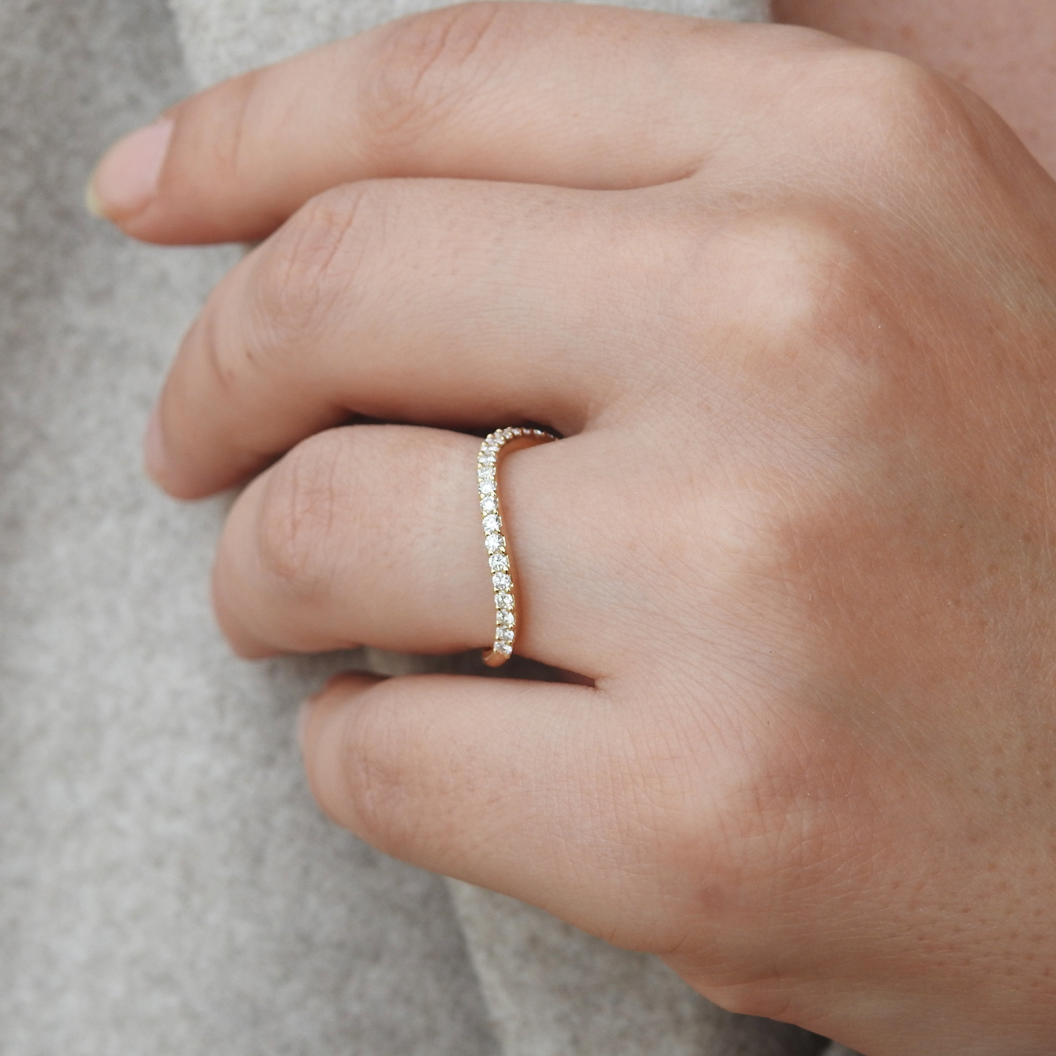 Curved Diamond Wedding Band