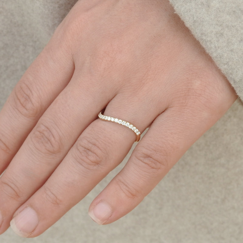 Curved Diamond Wedding Band - Unique Wavy Diamond Stacking Ring