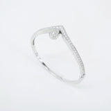 Chevron Diamond Tennis Bangle - Solid 18k Gold Bracelet - Elegant Bridal Jewelry