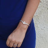 Chevron Diamond Tennis Bangle - Solid 18k Gold Bracelet - Elegant Bridal Jewelry