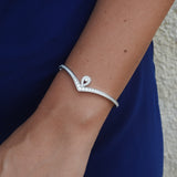 Chevron Diamond Tennis Bangle - Solid 18k Gold Bracelet - Elegant Bridal Jewelry