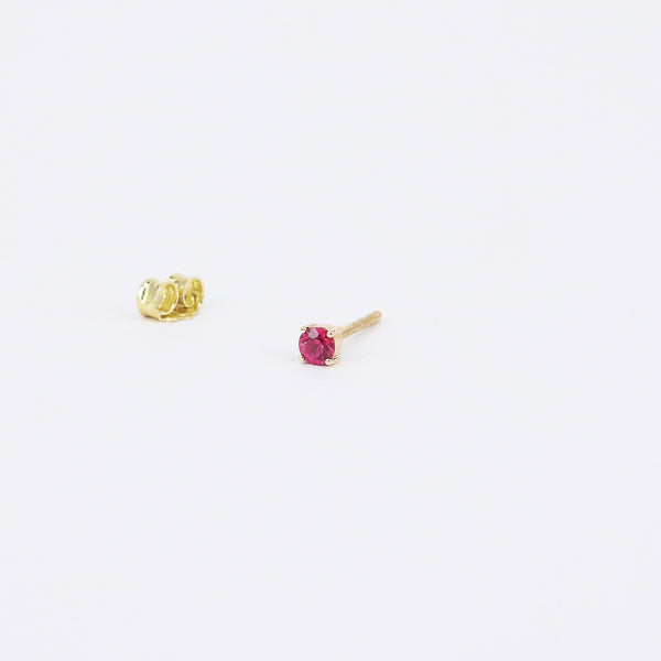 Minimalist Natural Ruby Studs – Dainty July Birthstone Earrings