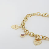 Personalized Birthstone & Heart Charm Bracelet – Custom 18k Gold Family Jewelry – Engraved Gift for Mom, Grandma, or Her