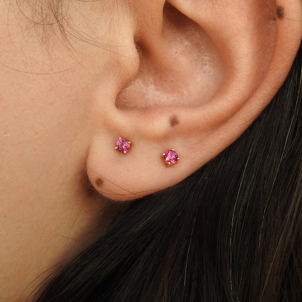 Minimalist Natural Ruby Studs – Dainty July Birthstone Earrings
