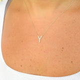 Natural Dainty Diamond Initial Pendant – Simple Delicate Custom Letter Necklace