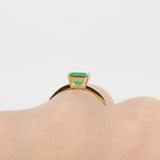 Princess Emerald Engagement Ring - Natural Colombian Emerald Ring - Simple Handmade May Birthstone Jewelry