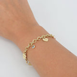 Personalized Birthstone & Heart Charm Bracelet – Custom 18k Gold Family Jewelry – Engraved Gift for Mom, Grandma, or Her