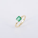 Princess Emerald Engagement Ring - Natural Colombian Emerald Ring - Simple Handmade May Birthstone Jewelry