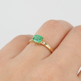 Princess Emerald Engagement Ring - Natural Colombian Emerald Ring - Simple Handmade May Birthstone Jewelry