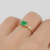 Princess Emerald Engagement Ring - Natural Colombian Emerald Ring - Simple Handmade May Birthstone Jewelry