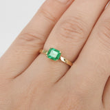 Princess Emerald Engagement Ring - Natural Colombian Emerald Ring - Simple Handmade May Birthstone Jewelry