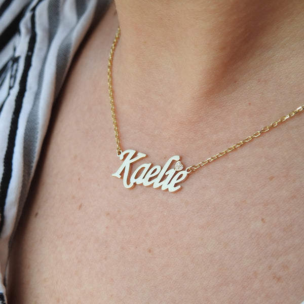 Personalized Diamond Name Necklace – Solid 18k Gold Custom Name Jewelry