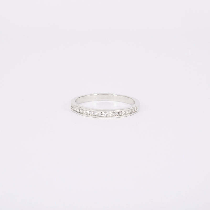 Channel-set Diamond Wedding Band – Dainty Natural Diamond Ring – 2 mm Thin Half Eternity Ring – Vintage Unique Wedding Ring Set