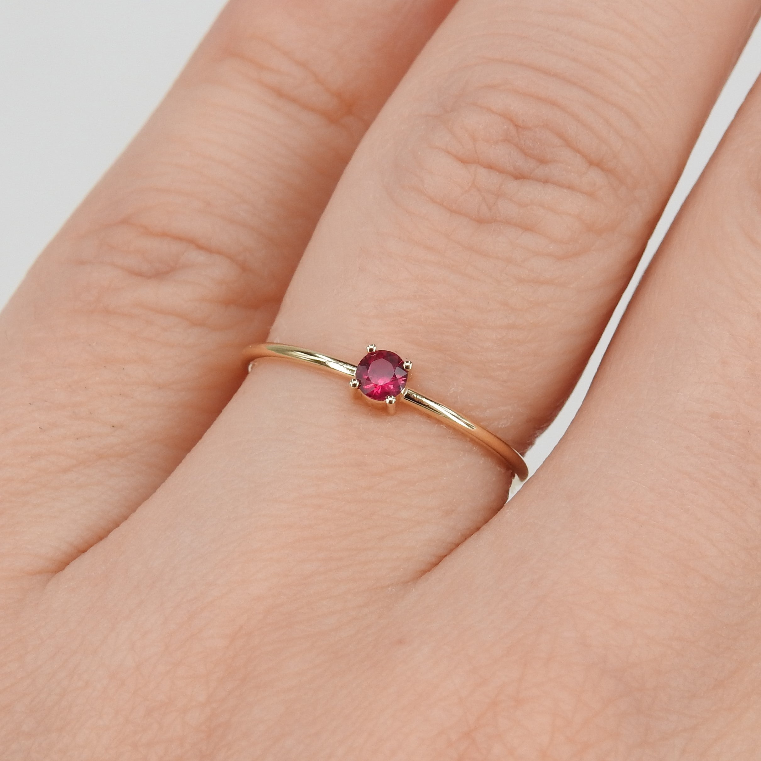 Dainty Ruby Engagement Ring – Small Minimalist Ruby Ring – Simple genu ...