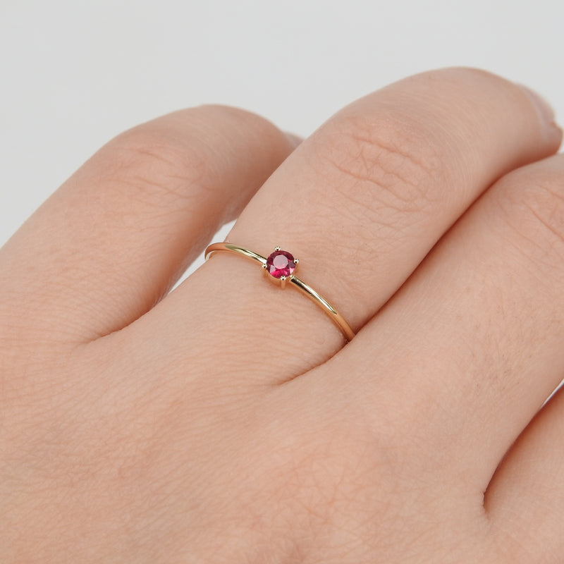 Dainty Ruby Engagement Ring – Small Minimalist Ruby Ring – Simple