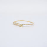 Natural Diamond Snake-Inspired Bangle Bracelet – Thin 18k Gold Stacking Bangle