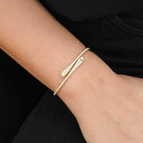 Natural Diamond Snake-Inspired Bangle Bracelet – Thin 18k Gold Stacking Bangle