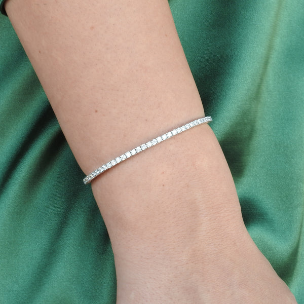 Natural Diamond Tennis Bangle Bracelet - 2.2 mm / 1.30 Ct.