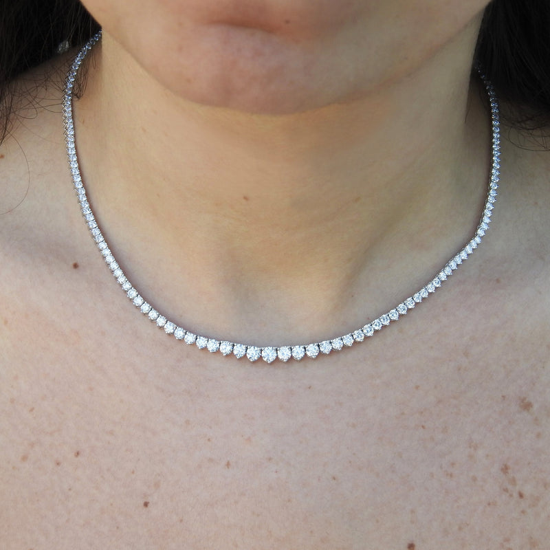 7.50 Ct Graduated Floating Diamond Choker Tennis Necklace