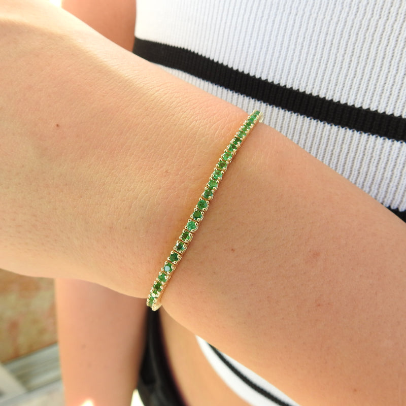 Dainty Natural Emerald Tennis Bracelet