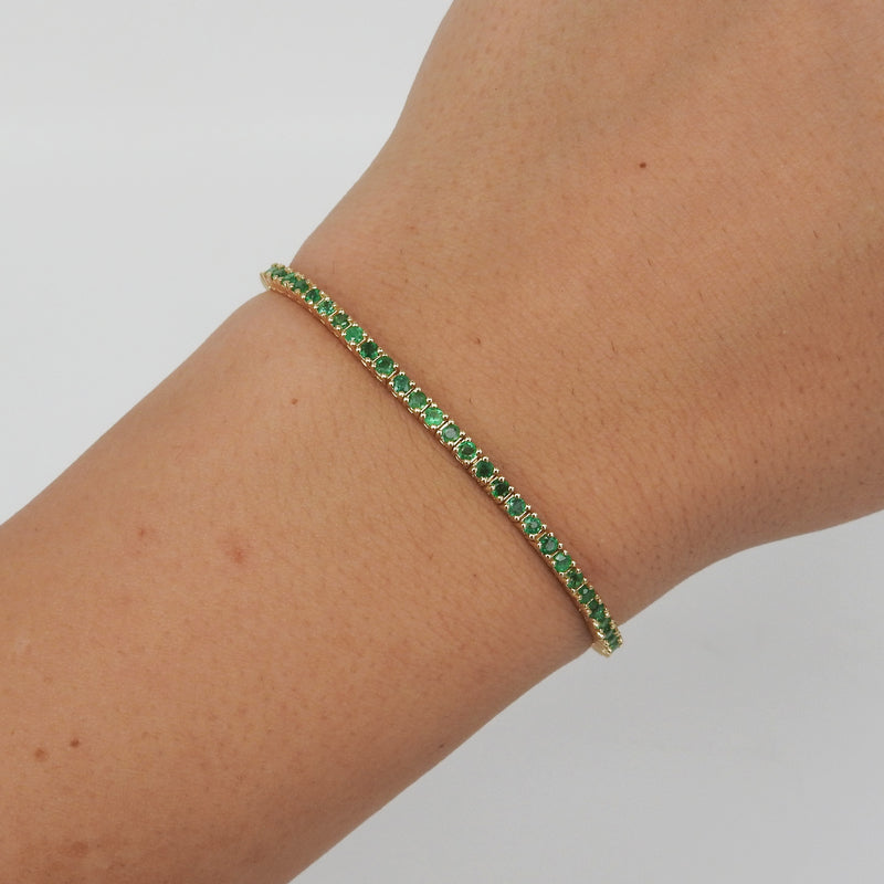 Dainty Natural Emerald Tennis Bracelet