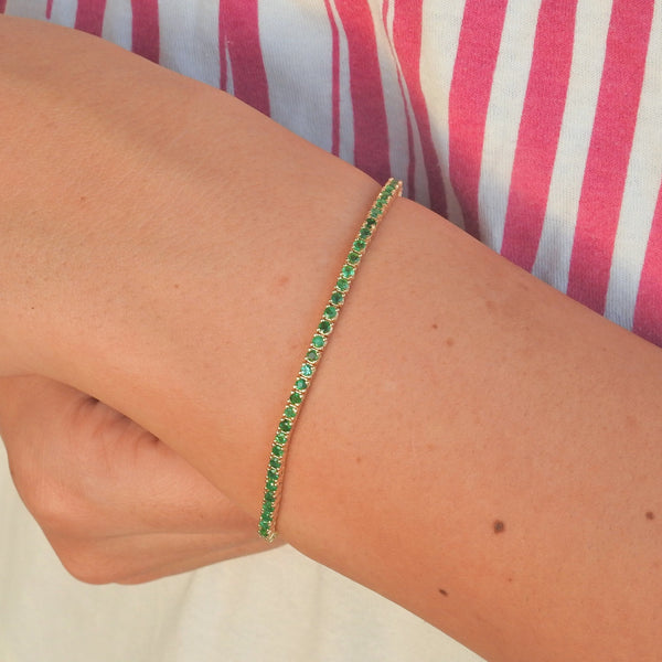 Dainty Natural Emerald Tennis Bracelet