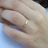 Nature-Inspired Hexagon Diamond Band –  Solid 18k Gold Stacking Eternity Ring