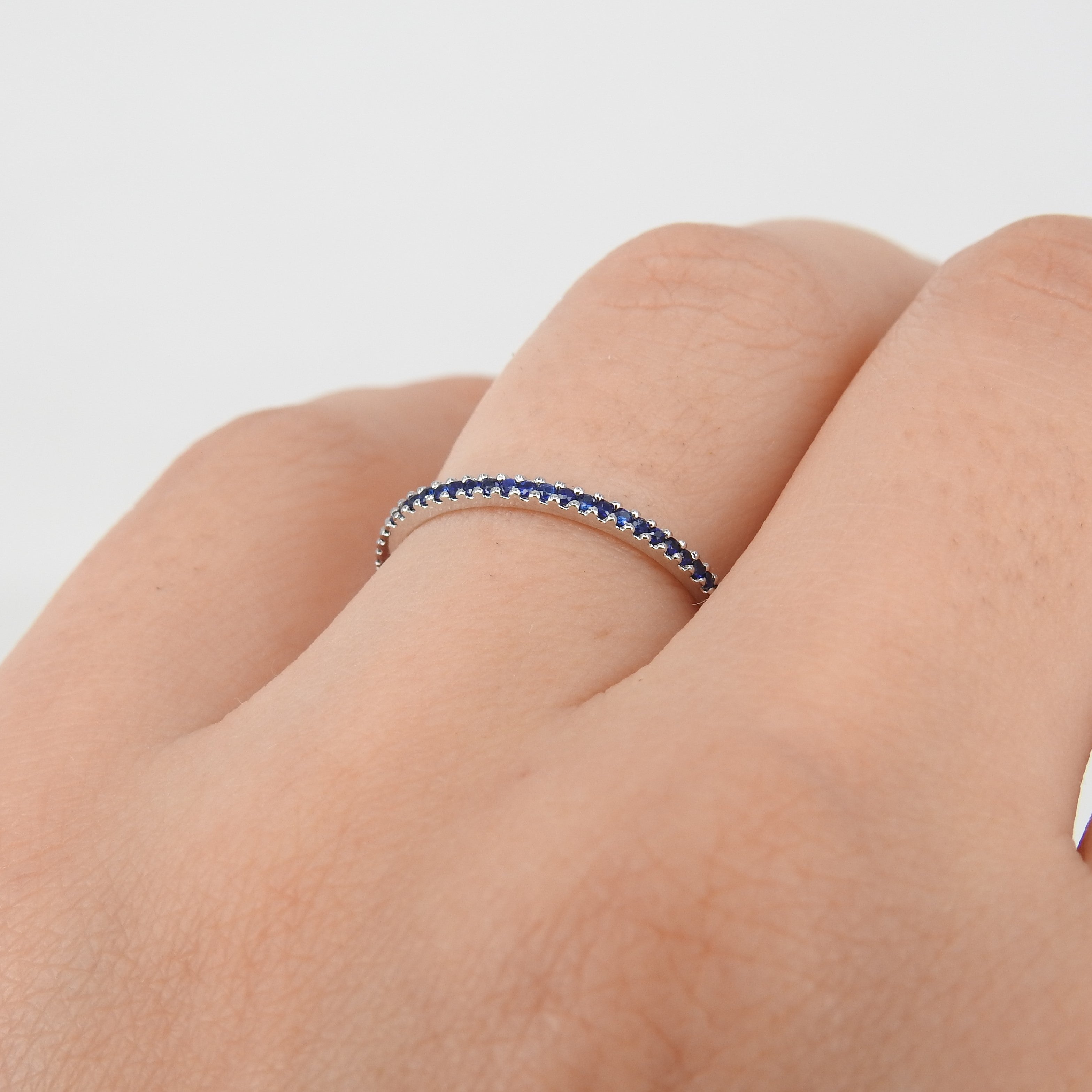 Natural Blue Sapphire Half Eternity Ring