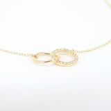 Double Diamond & Gold Necklace, Minimalist Circle Necklace