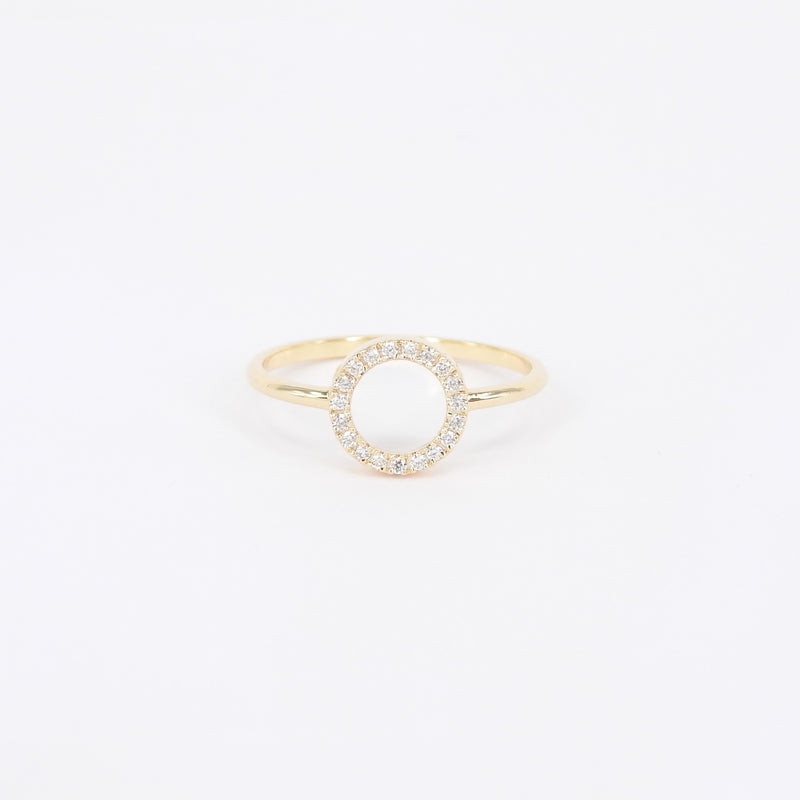 Open Circle Dainty Diamond Ring - Genuine Diamond Ring