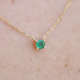 Colombian Emerald Gold Necklace – Dainty 3.3 mm May Birthstone Pendant – Minimalist Solid 18K Fine Jewelry