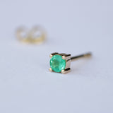 Natural Colombian Emerald Stud Earrings – Solid Gold May Birthstone Gift – Dainty Minimalist Fine Jewelry