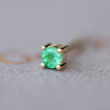 Natural Colombian Emerald Stud Earrings – Solid Gold May Birthstone Gift – Dainty Minimalist Fine Jewelry