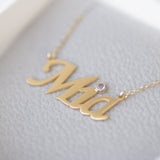 Custom Birthstone Name Necklace – Solid 18k Gold Personalized Jewelry – Gift for Her, Mom, or Birthday