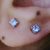 Natural Tanzanite Stud Earrings – Round December Birthstone Solid 18k Gold Studs – Dainty Minimalist Fine Jewelry Gift for Her