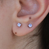 Natural Tanzanite Stud Earrings – Round December Birthstone Solid 18k Gold Studs – Dainty Minimalist Fine Jewelry Gift for Her