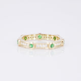 Tsavorite & Diamond Eternity Band – Full Solid 18k Gold Bezel Wedding Ring – Green Gemstone Stackable Anniversary Band
