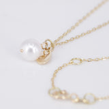 Pearl Necklace with Gold Initial Charm – Solid 18k Gold & Natural Cultured Pearl – Personalized June Birthstone Gift for Her