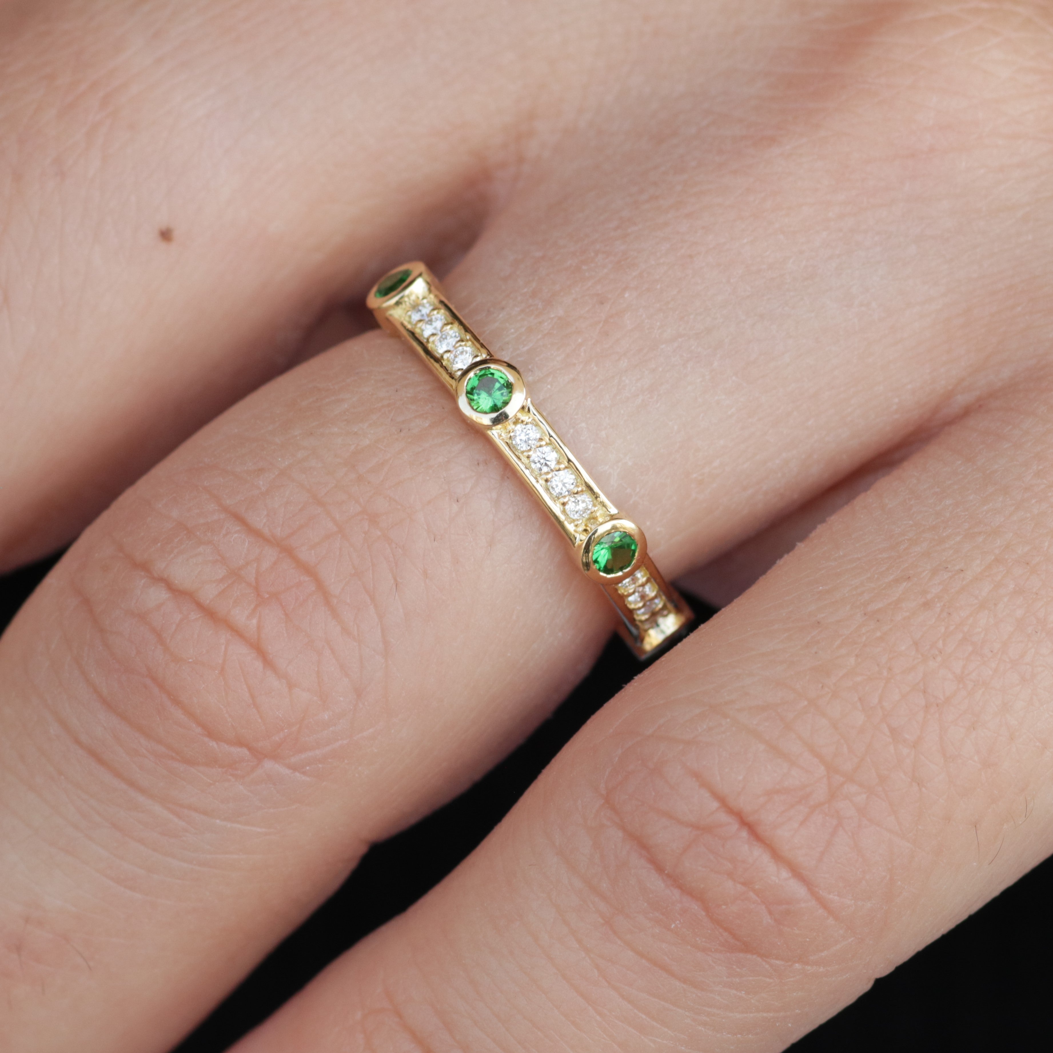 Tsavorite and Diamond Eternity Band