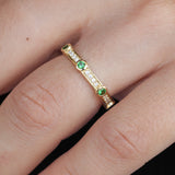 Tsavorite & Diamond Eternity Band – Full Solid 18k Gold Bezel Wedding Ring – Green Gemstone Stackable Anniversary Band