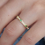Tsavorite & Diamond Eternity Band – Full Solid 18k Gold Bezel Wedding Ring – Green Gemstone Stackable Anniversary Band