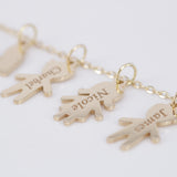 Custom Family Name Necklace – Solid Gold Kids Silhouette Charms with Heart – Personalized Gift for Mom, Grandma, New Baby or Anniversary