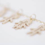 Custom Family Name Necklace – Solid Gold Kids Silhouette Charms with Heart – Personalized Gift for Mom, Grandma, New Baby or Anniversary