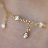 Diamond Bezel Drop Necklace Choker – Solid 18k Gold Natural Diamond Station Necklace – Dainty Bridal Jewelry Gift