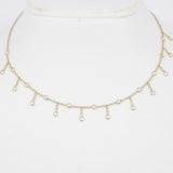 Diamond Bezel Drop Necklace Choker – Solid 18k Gold Natural Diamond Station Necklace – Dainty Bridal Jewelry Gift