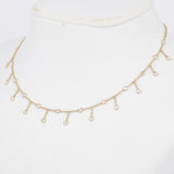 Diamond Bezel Drop Necklace Choker – Solid 18k Gold Natural Diamond Station Necklace – Dainty Bridal Jewelry Gift
