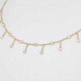 Diamond Bezel Drop Necklace Choker – Solid 18k Gold Natural Diamond Station Necklace – Dainty Bridal Jewelry Gift